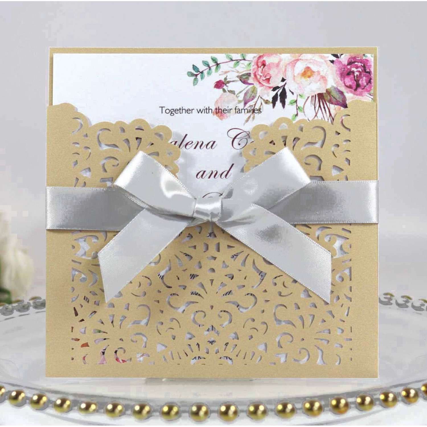 Wedding Card Design Laser Cut Thank You Card Iridescent Paper